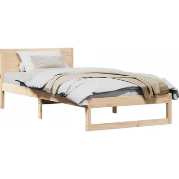 Postel Rám postele s čelem z masivního borovicového dřeva 80 x 200 cm, hnědá