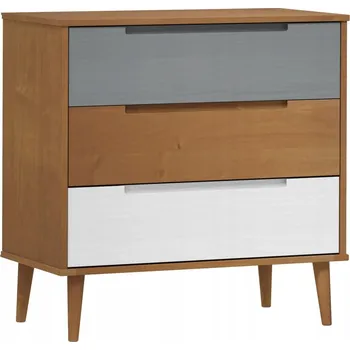 Komoda Komoda MOLDE z masivního borovicového dřeva, UV lak, hnědá, 80x40x80 cm