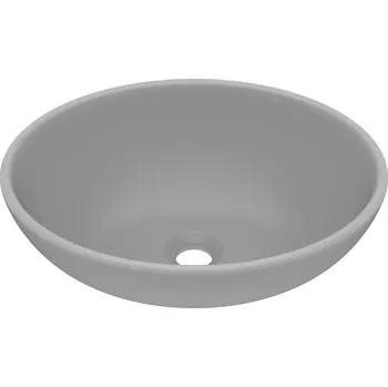 Umyvadlo Oválné keramické umyvadlo, matná světle šedá, 400x330x135 mm