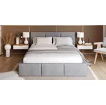 Čalouněná postel AMBER 140x200 Šedá Trinity s úložným prostorem dřevěný rošt