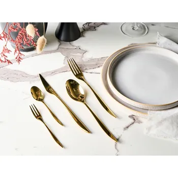 Příborová sada pro každou příležitost zlatá nerezová ocel 30 kusů nůž lžíce vidlička čajová lžička dezertní vidlička moderní Beliani