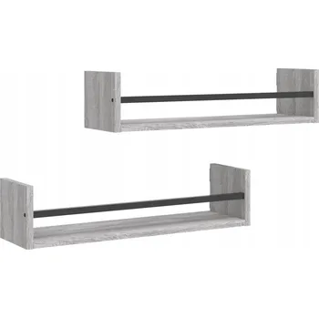 police Nástěnné police s tyčí, dřevotříska, šedý dub Sonoma, 60x16x14 cm