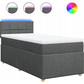 Postel Kontinentální postel tmavě šedá 200x100x100,5 cm s matrací a LED osvětlením