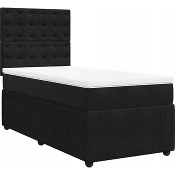 Postel Kontinentální postel černá 200 x 80 x 140,5/150,5 cm s matrací a topperem