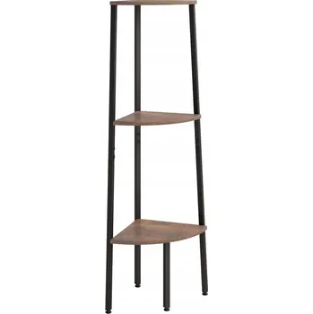 Knihovna 3-patrový rohový regál tmavě hnědý a černý 45,5 x 31,5 x 120 cm