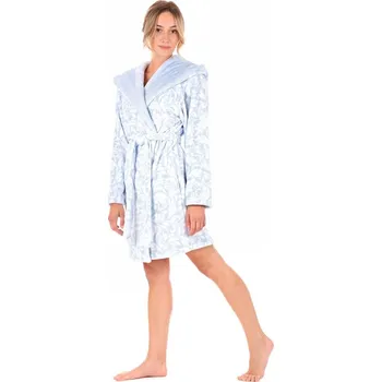 Dámský župan Krátký dámský župan s kapucí Flora ledově modrá 48 56 5203 - L