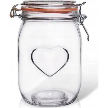 Sklenice SKLENICE S PATENTNÍM UZÁVĚREM A KLIPEM, SKLENĚNÁ NÁDOBA NA KOŘENÍ, ZAVAŘOVACÍ SKLENICE 1L