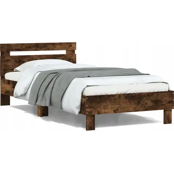 Postel Rám postele s čelem, kouřový dub, 203 x 104 x 70 cm