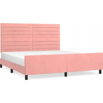 Postel Rám postele s čelem, růžový, 203 x 186 x 118/128 cm, samet