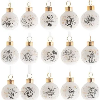 Vánoční dekorace Walt Disney Classiques Disney vánoční ozdoby, unisex, bílé/zlaté koule, keramické bílé/zlaté