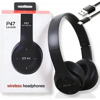 Sluchátka BEZDRÁTOVÁ SLUCHÁTKA BLUETOOTH 5.0 MIKROFON ČTEČKA KARET MP3 USB ČERNÁ