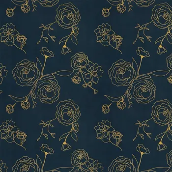 Fototapeta Tapeta samolepicí Modrá se zlatým květinovým vzorem 44x300 cm
