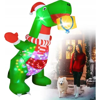 Vánoční dekorace Vánoční nafukovací dekorace - Dinosaurus 2,4 m s LED osvětlením