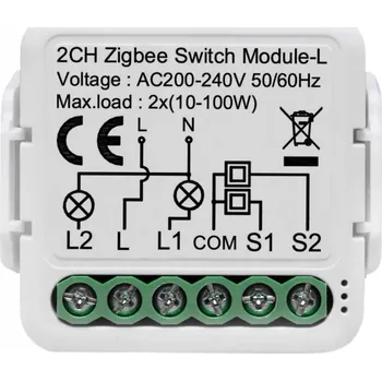 vypínač INTELIGENTNÍ DVOJITÝ RELÉOVÝ SPÍNAČ DO KRABIČKY 2CH ZIGBEE TUYA SMART BEZ NULOVÉHO VODIČE