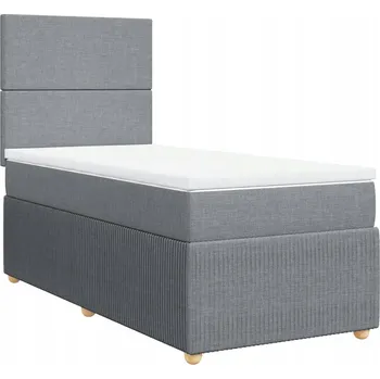 Postel Kontinentální postel s nastavitelným čelem, světle šedá, 200x100x140,5 cm