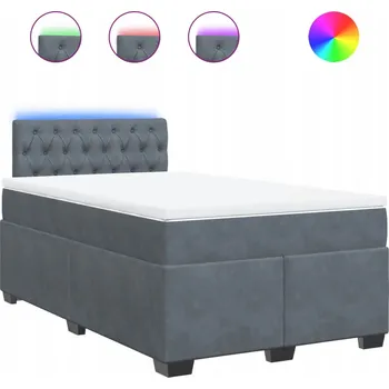 Postel Kontinentální postel s LED, tmavě šedá, 200 x 120 x 100,5 cm