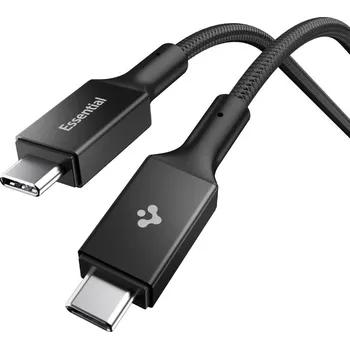 Spigen - datový kabel Essential (EB10010CC) - rychlonabíjení, Type-C na Type-C, 100W, 5Gbps, čip E-Marker, 1m - černý
