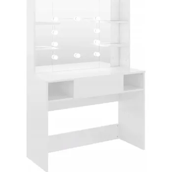 Toaletní stolek Toaletní Stolek se zrcadlem, lesklá bílá, 100 x 40 x 135 cm