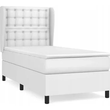 Postel Kontinentální postel bílá 203 x 103 x 118/128 cm s matrací 100 x 200 x 20 cm