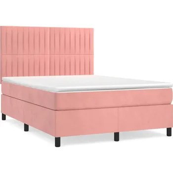 Postel Kontinentální postel růžová s nastavitelným čelem 193x144x118/128 cm