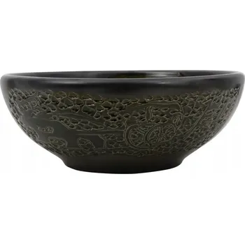 Umyvadlo Černé keramické umyvadlo na desku 41 x 14 cm s vintage vzorem