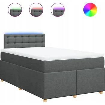 Postel Kontinentální postel 190 x 120 x 100,5 cm tmavě šedá s LED osvětlením