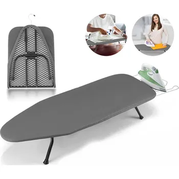 Žehlicí prkno ŽEHLICÍ PRKNO SKLÁDACÍ NEREZOVÁ OCEL KOVOVÁ SÍŤKA BAVLNA ŠEDÁ