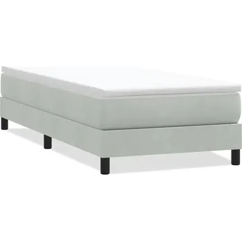 Postel Kontinentální postel světle šedá 223 x 93 x 25 cm, sametová