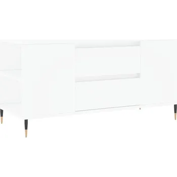 Konferenční stolek Konferenční stolek se zásuvkami a přihrádkami, bílý, 102x44,5x50 cm