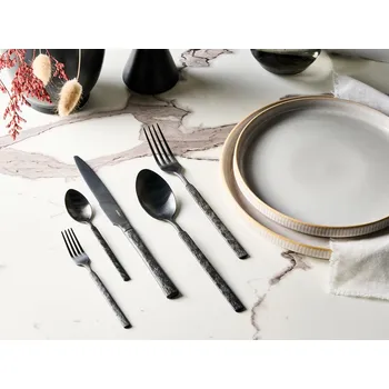 Příborová sada černá nerezová ocel 30 kusů nůž lžíce vidlička čajová lžička dezertní vidlička moderní Beliani