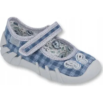 Dívčí bačkory Befado dětské papuče na suchý zip modré, velikost 22