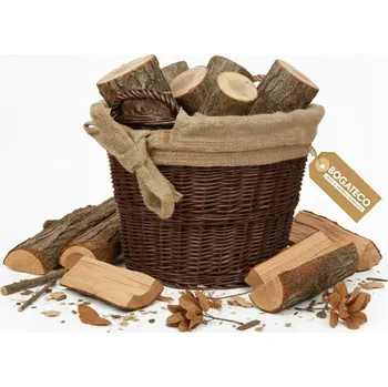 VYSOKÝ KOŠ NA DŘEVO KE KRBU 40 x 39 CM Proutěný koš na krbové dřevo s jutou