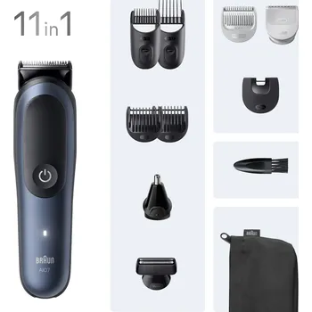 Strojek na vlasy Braun zastřihovač AIO7540 černý, modrý 14v1, Li-Ion (lithium-iontový)