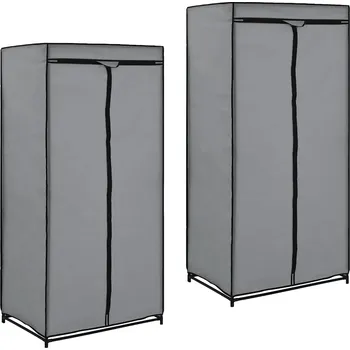 Šatní skříň Skříň na oblečení šedá 75 x 50 x 160 cm, 2 ks s železným rámem a zipy