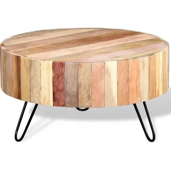 Konferenční stolek Dřevěný konferenční stolek industriální béžový 70 x 38 cm ruční výroba