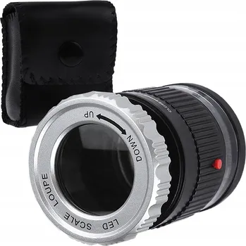 Lupa LUPA JUBILERSKÁ NUMISMATICKÁ MIKROSKOP SKLO ZVĚTŠOVACÍ 30X LED UV + Pouzdro