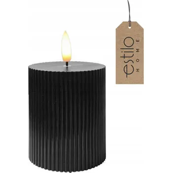 Svíčka Vysoká LED svíčka z vosku s efektem plamene, dekorativní černá náplň 10 cm