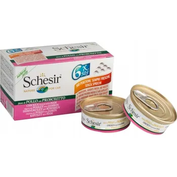 Krmivo pro kočku Schesir (kočka) KRMIVO PRO KOČKY konzerva 6x50g kuře se šunkou