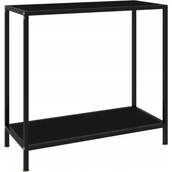 Konferenční stolek Černý konzolový stolek 80 x 35 x 75 cm z tvrzeného skla a oceli