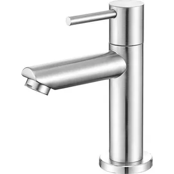 Vodovodní kohoutek na studenou vodu pro hostovské WC s připojovací hadicí, nerezová koupelnová