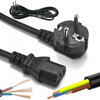 Napájecí kabel Napájecí Kabel 1,3 m pro Počítač Tiskárnu Monitor s Uzemněním