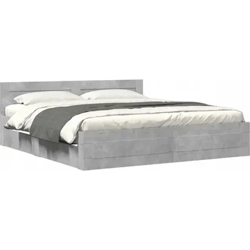 Postel Rám postele se zásuvkami 203x183x69 cm, šedá barva betonu, materiál dřevopocho