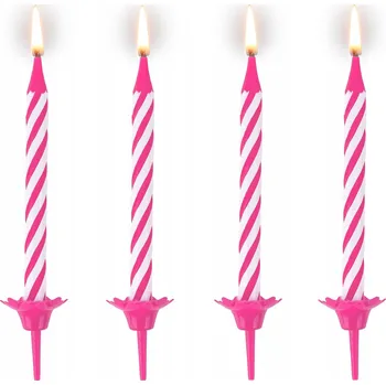 Dortová svíčka NAROZENINOVÉ SVÍČKY NA DORT RŮŽOVÉ dekorace narozeniny 24ks T