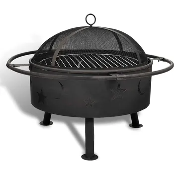 Pěstitelství vidaXL Ohnivá škála Měsíc Černá 82 x 82 x 64 cm Ocel