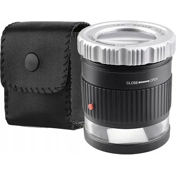 Lupa ZLATNICKÁ LUPA NUMISMATICKÁ MIKROSKOP ZVĚTŠOVACÍ 30X LED UV S POUZDRO PU