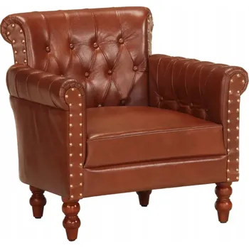 Křeslo Hnědé vintage křeslo z pravé kozí kůže, 77 x 63 x 76 cm