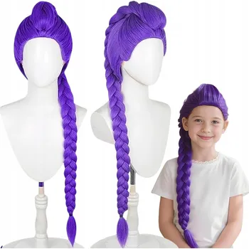 Karnevalový kostým KARNEVALOVÝ COSPLAY KPOP LOVCI DÉMONŮ RUMI DLOUHÁ FIALOVÁ PARUKA 107 cm