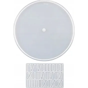 Forma na odlévání Silikonová forma na hodiny VELKÁ z epoxidové pryskyřice, cementu, sádry + římské číslice