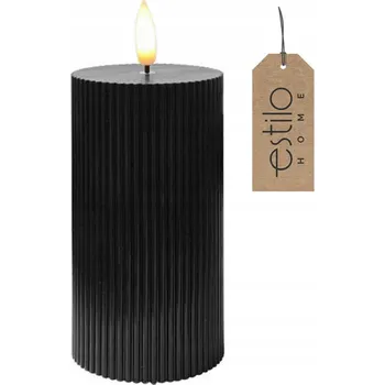 Svíčka Vysoká LED svíčka z vosku s efektem plamene, dekorativní černá náplň 15 cm