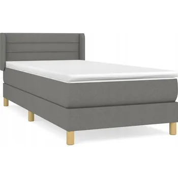 Postel Kontinentální postel tmavě šedá 203 x 93 x 78/88 cm s matrací 90 x 200 x